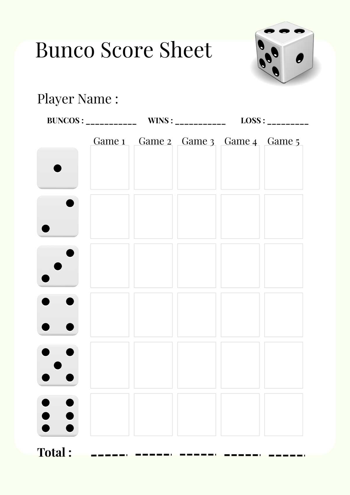 printable bunco directions