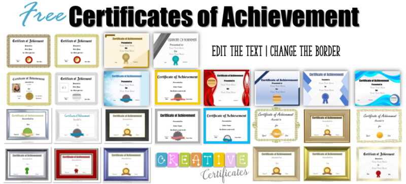 printable certificates of achievement