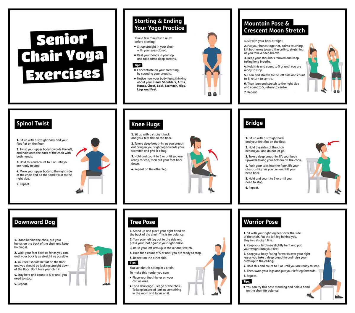 printable chair yoga exercises for seniors