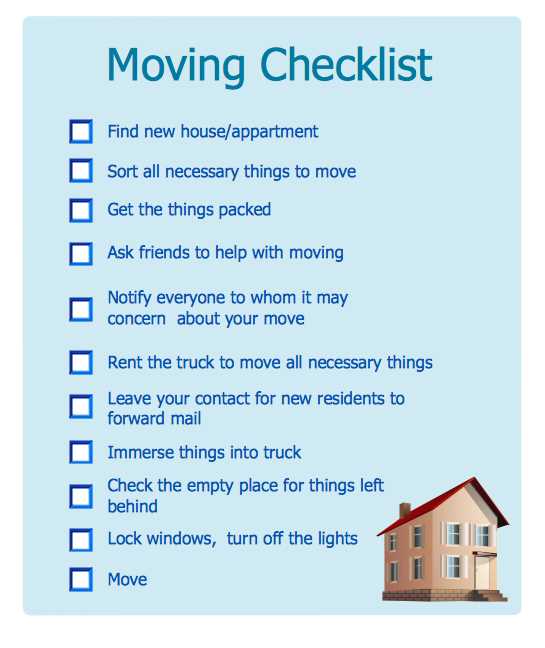 printable checklist for moving into a new house