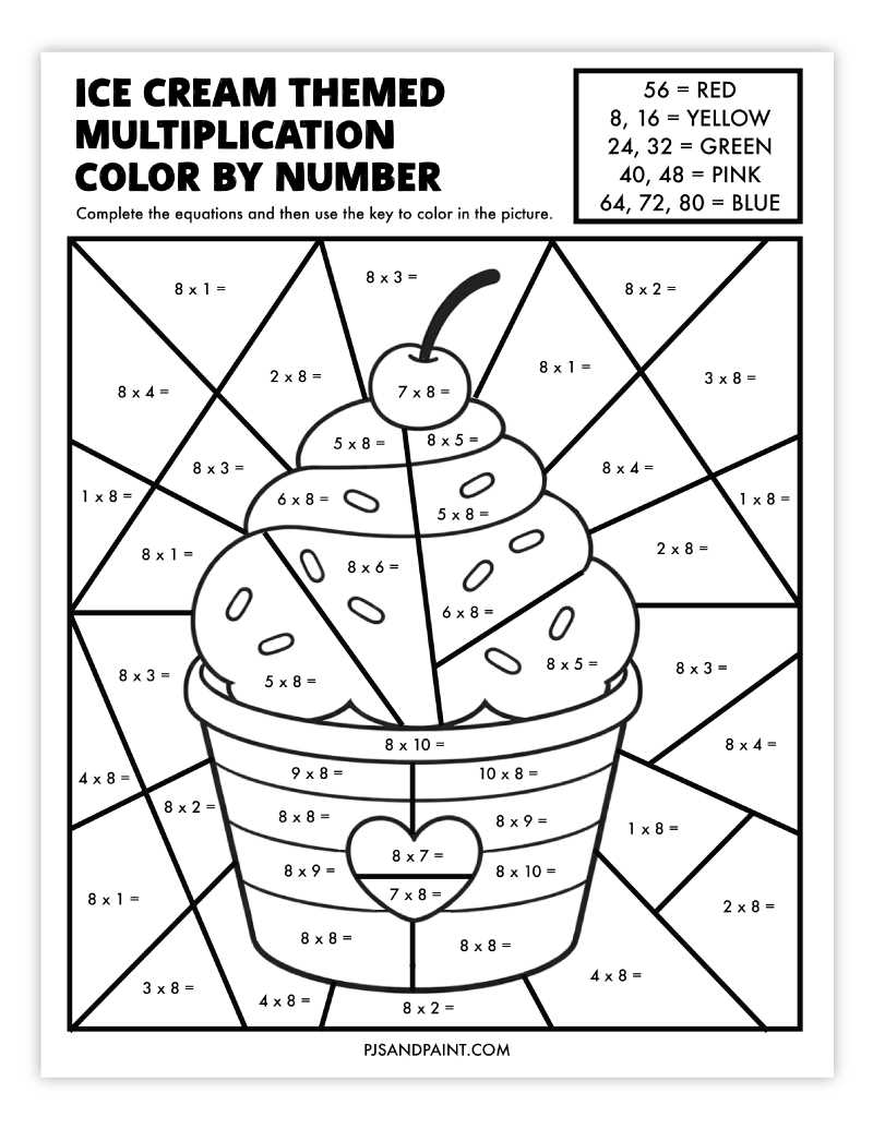 printable color by number multiplication
