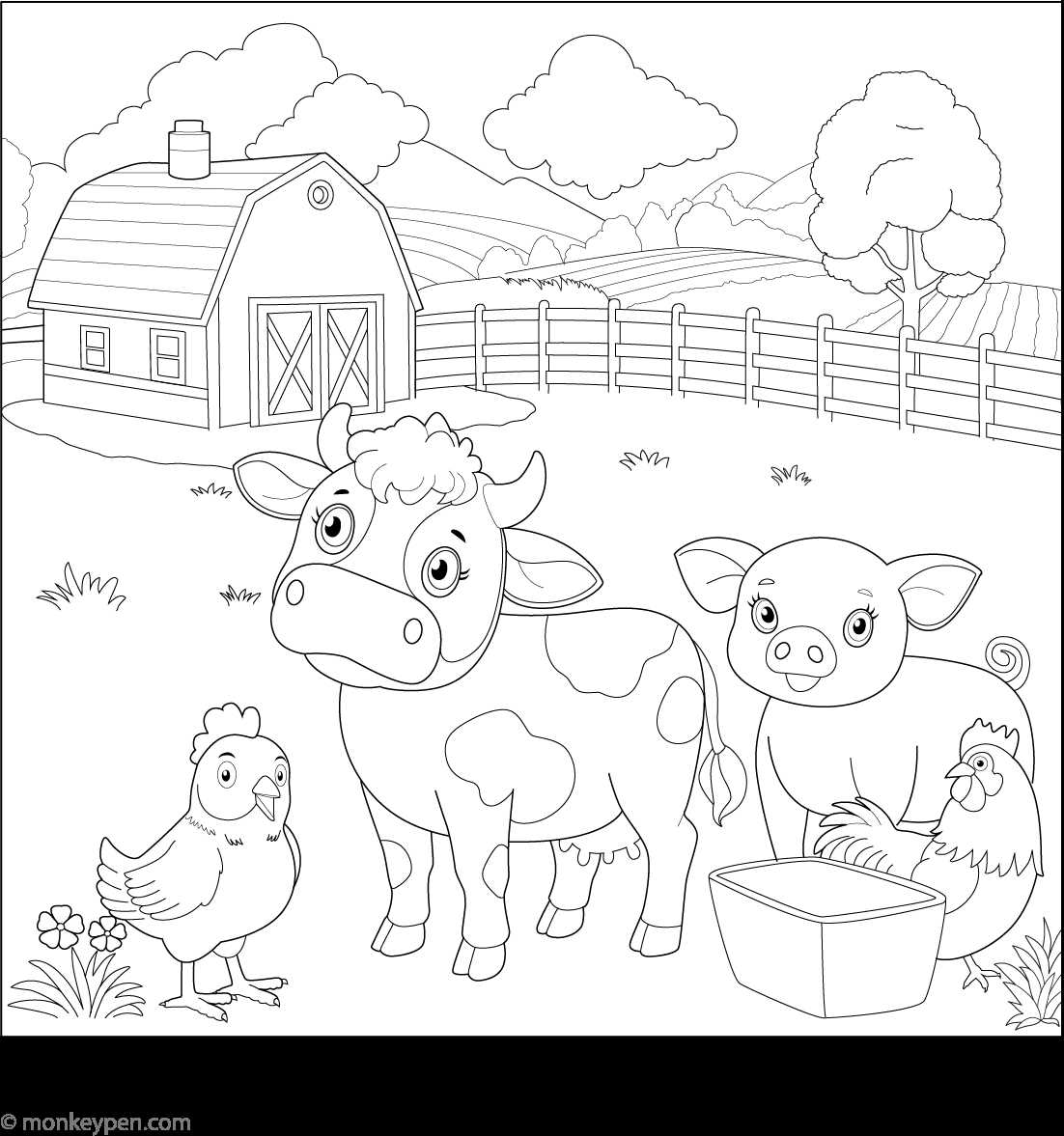 printable coloring pictures of farm animals printable coloring pictures of farm animals