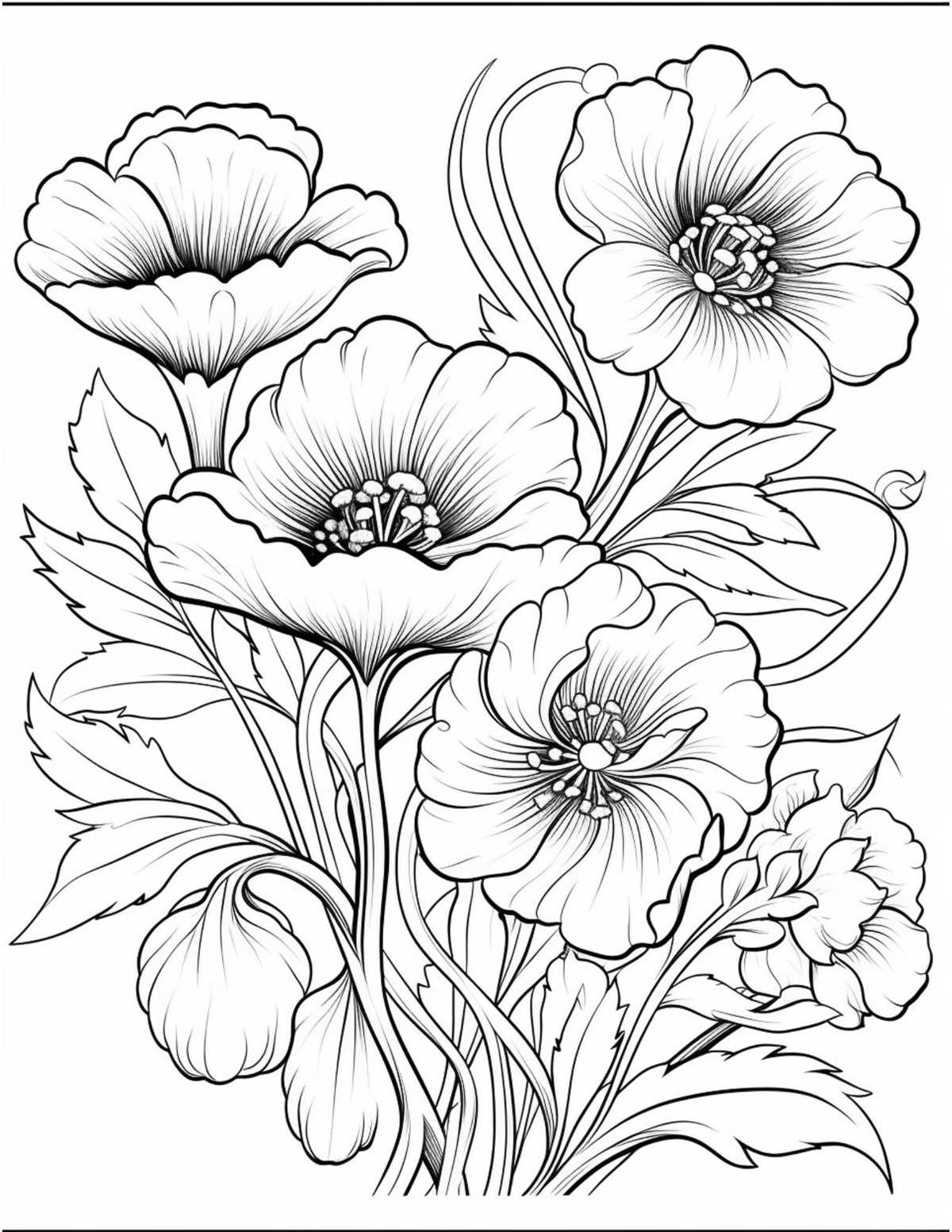 printable coloring sheets of flowers