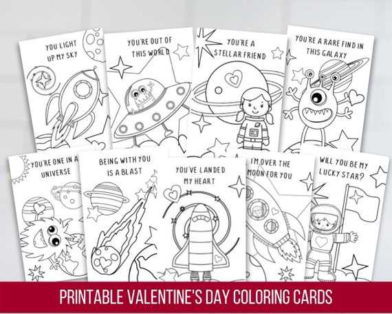 printable coloring valentine cards