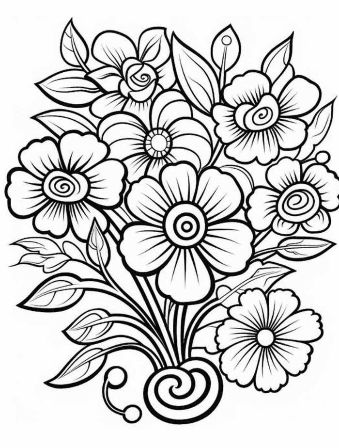 printable colouring flowers