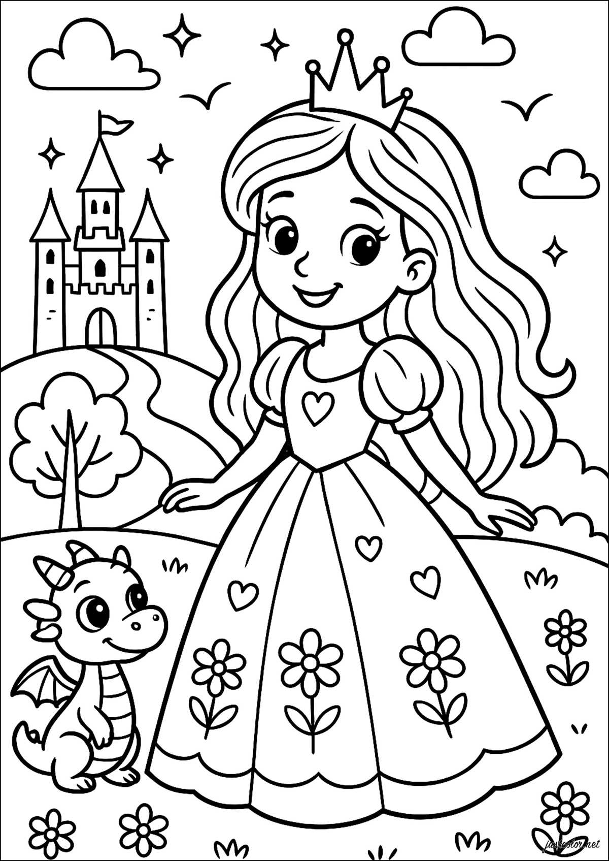 printable colouring princess