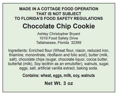 printable cottage food label template