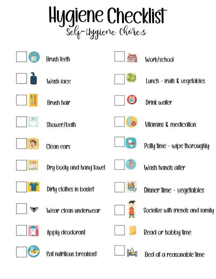 printable daily personal hygiene checklist printable daily personal hygiene checklist