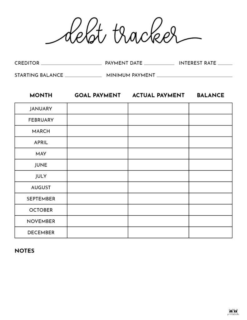 printable debt tracker