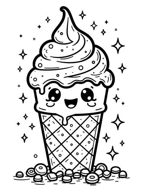 printable dessert kawaii food coloring pages