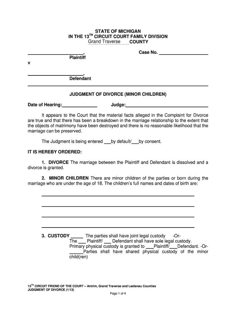 printable divorce papers michigan