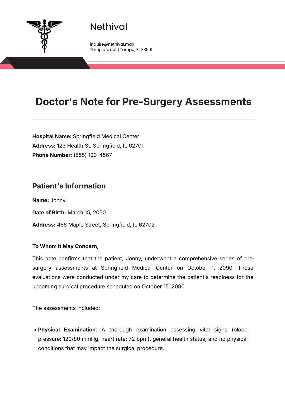 printable doctor note
