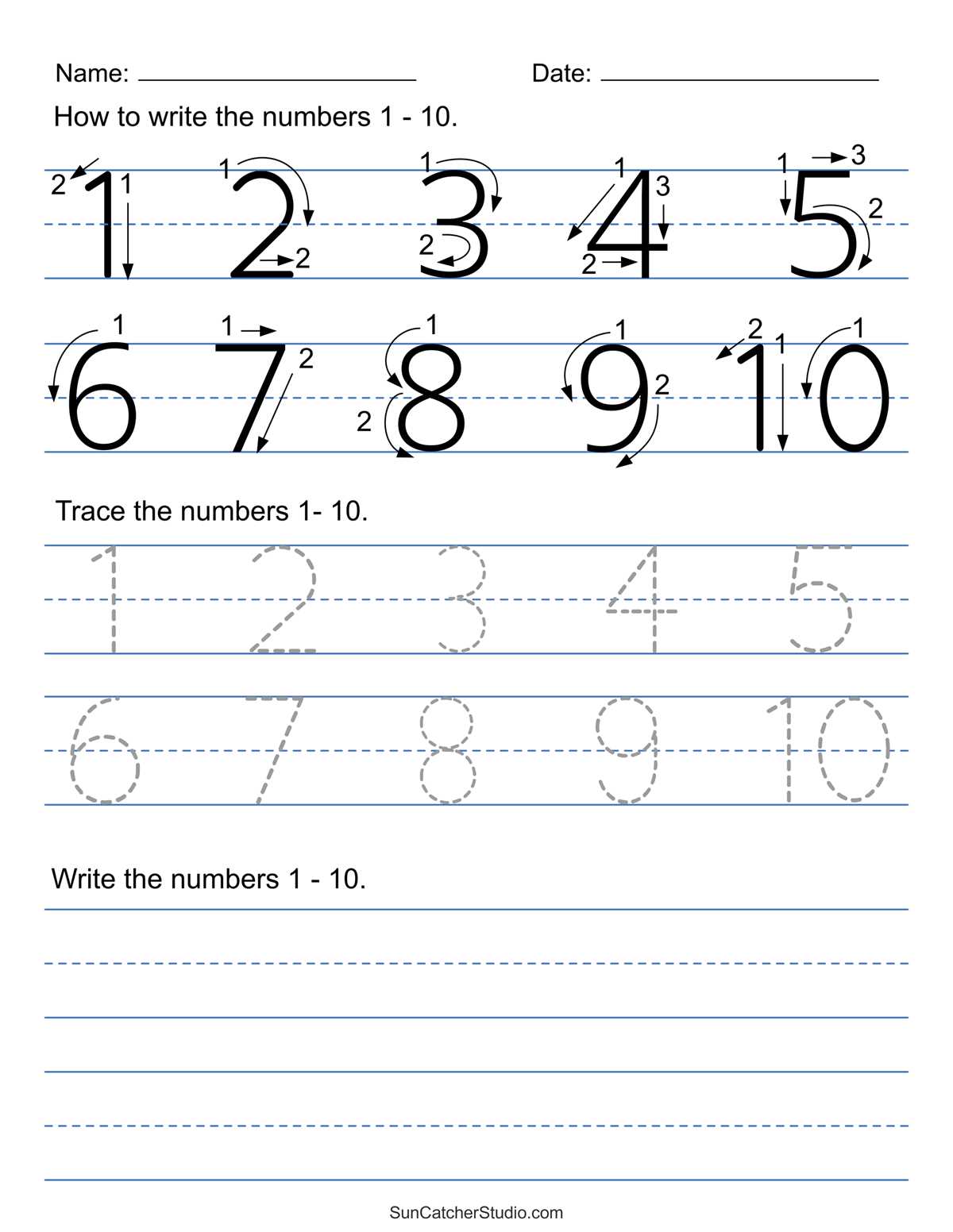 printable dotted numbers