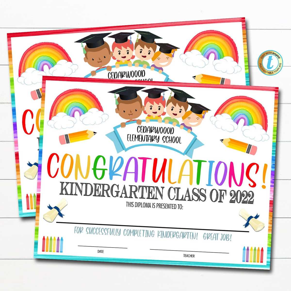 printable editable preschool graduation certificate template free