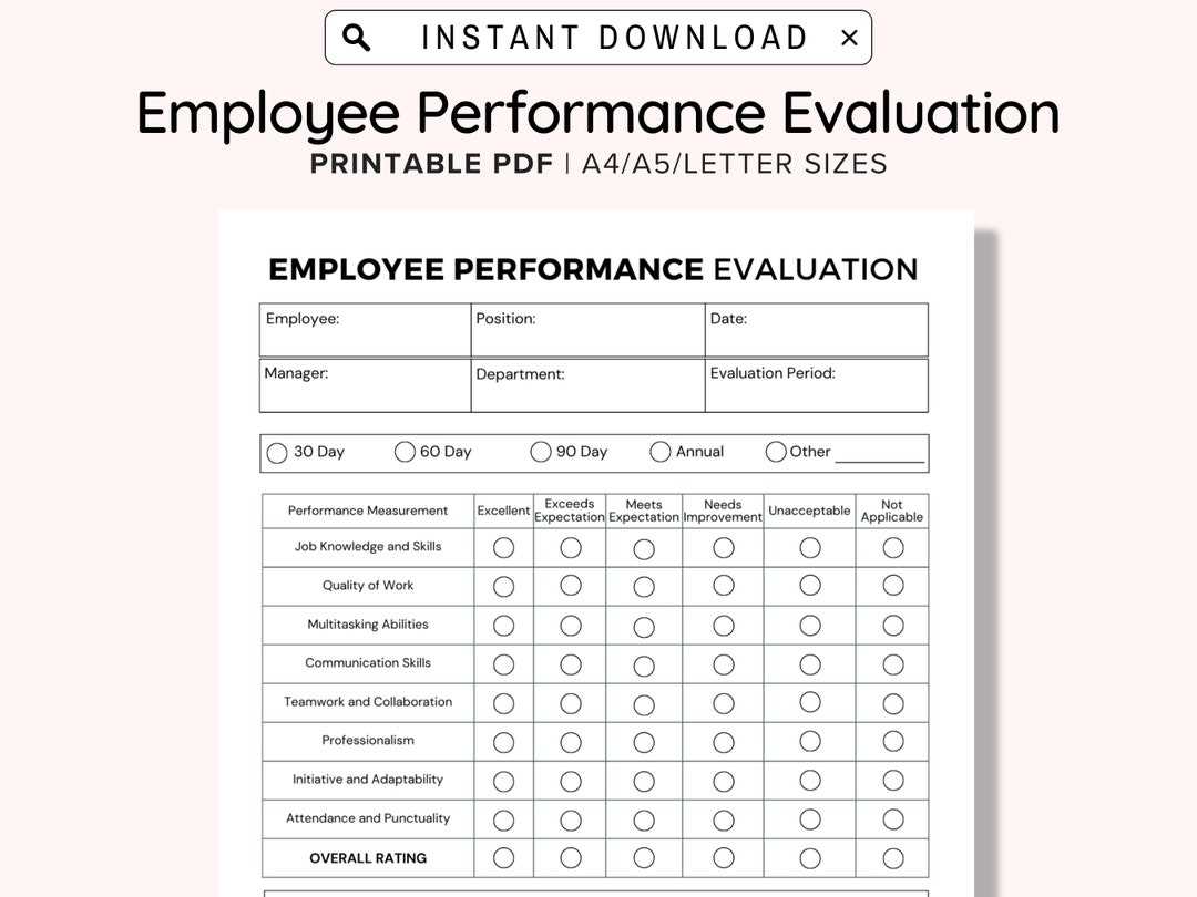 printable employee performance evaluation form free download