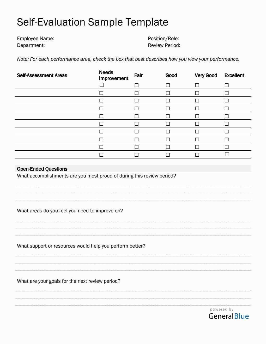 printable employee performance evaluation form free download