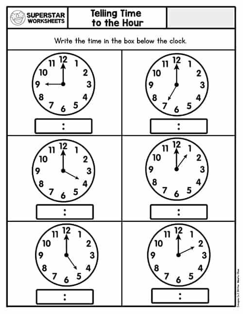 printable exercises telling time worksheets