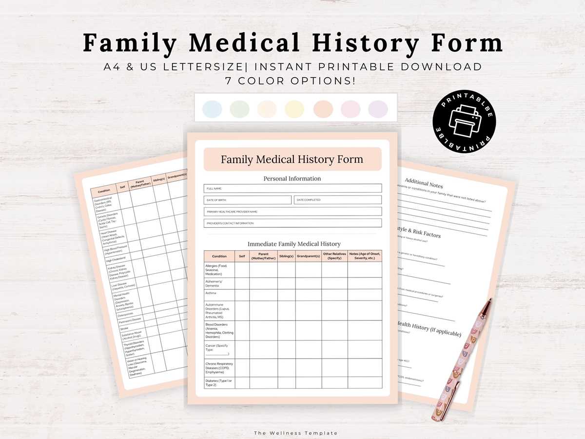 printable family medical history form template printable family medical history form template