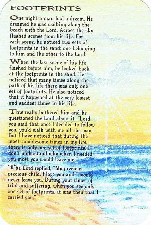 printable footprints in the sand poem printable footprints in the sand poem