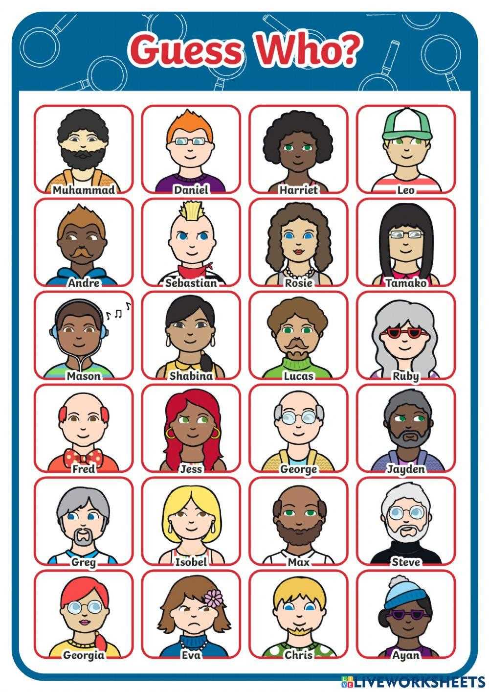 printable guess who characters