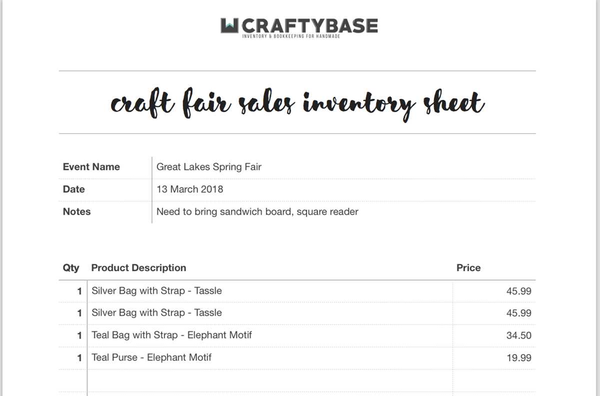 printable inventory sheets free
