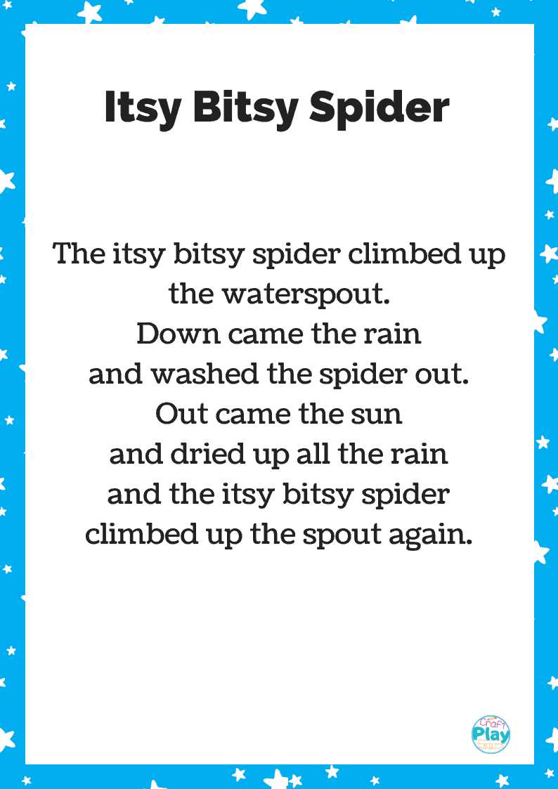 printable itsy bitsy spider printable itsy bitsy spider
