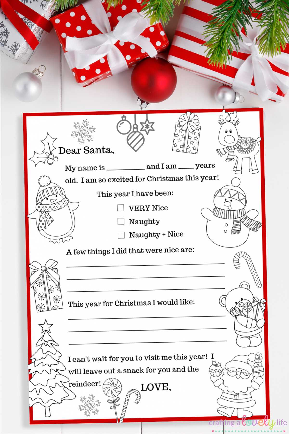printable letter to santa coloring page
