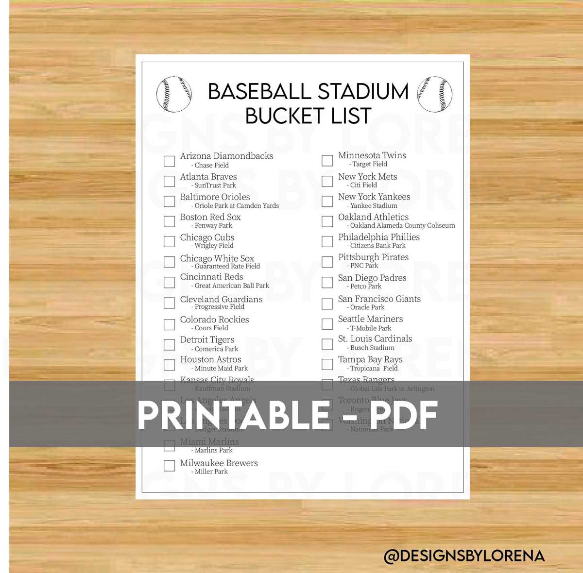 printable list of mlb stadiums