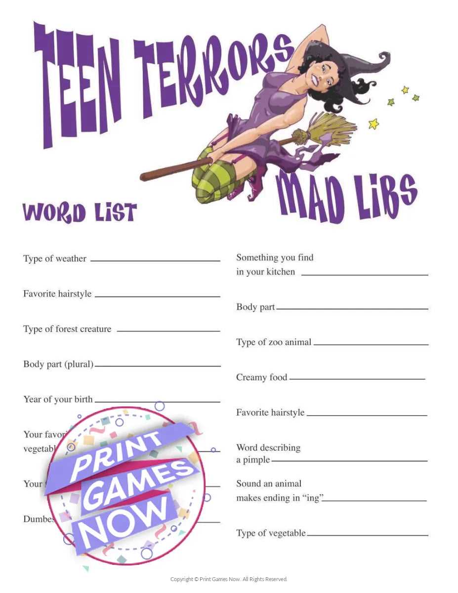 printable mad libs free
