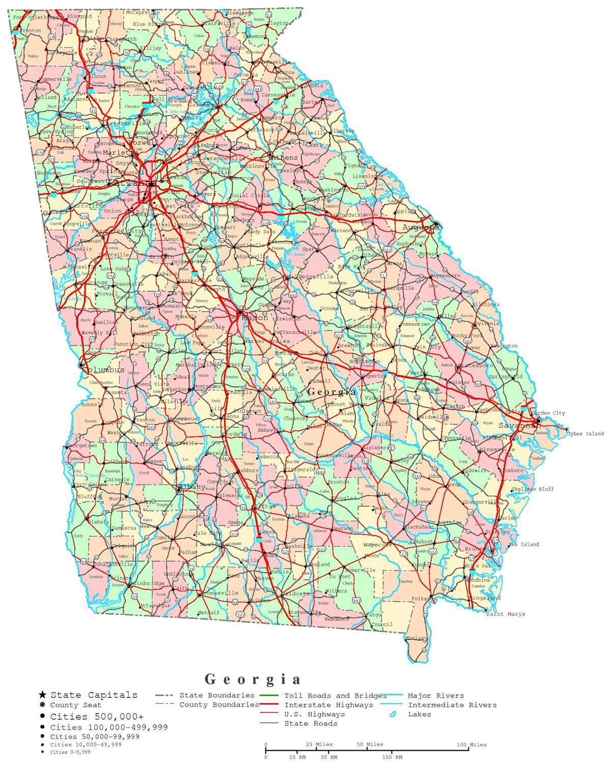 printable map of georgia usa