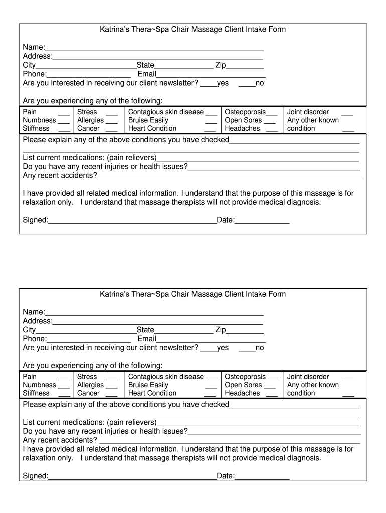printable massage intake form