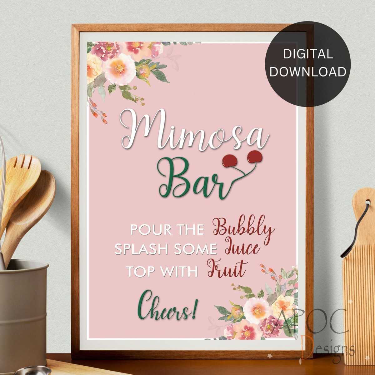 printable mimosa bar sign
