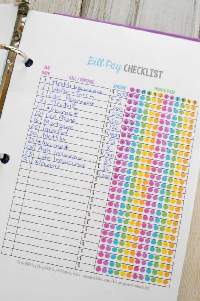 printable monthly bill pay checklist