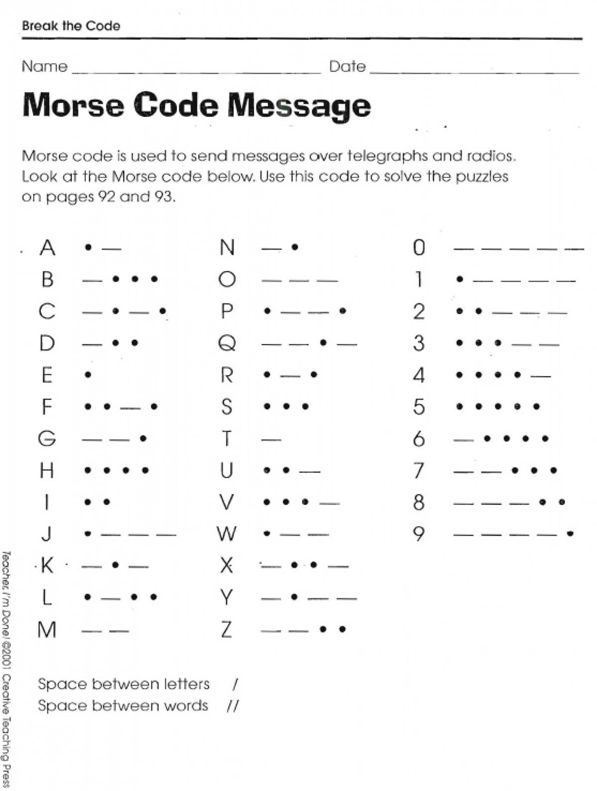 printable morse code