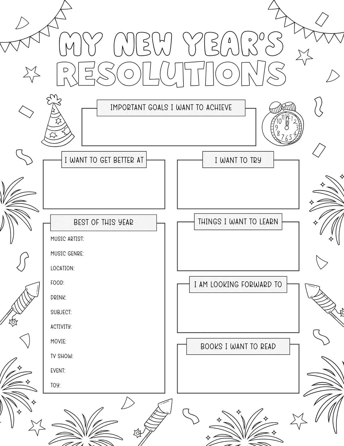 printable new years activities