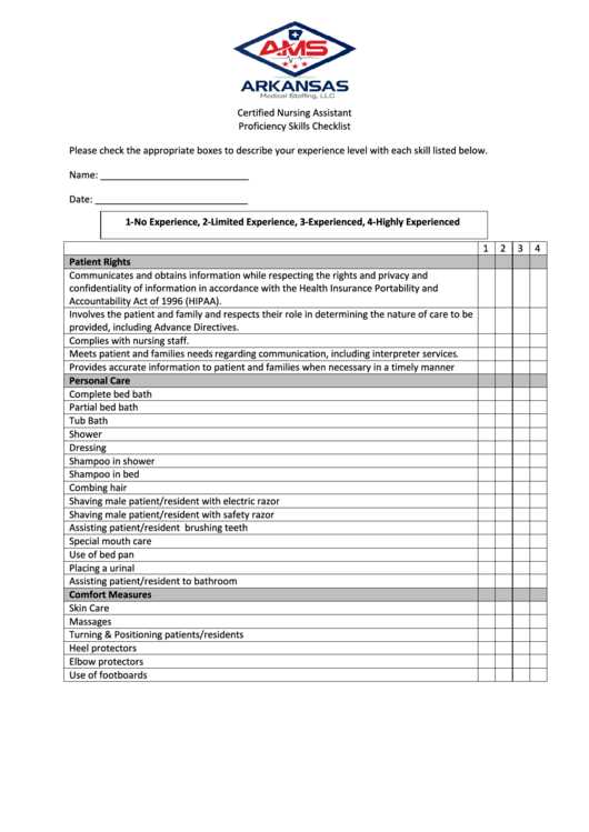 printable nursing skills competency checklist