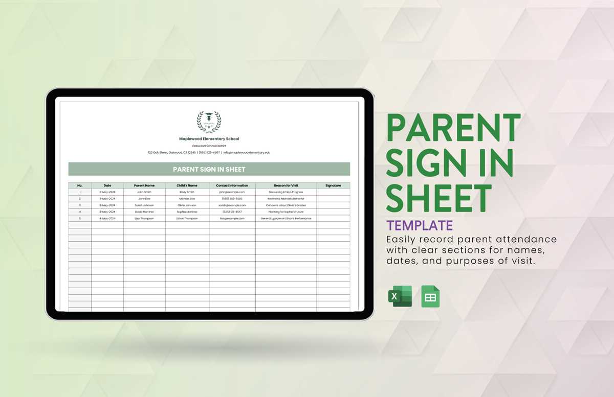 printable parent sign in sheet printable parent sign in sheet