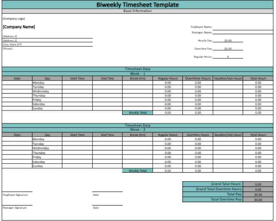 printable simple biweekly timesheet template printable simple biweekly timesheet template
