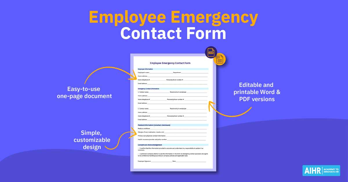 printable simple emergency contact form