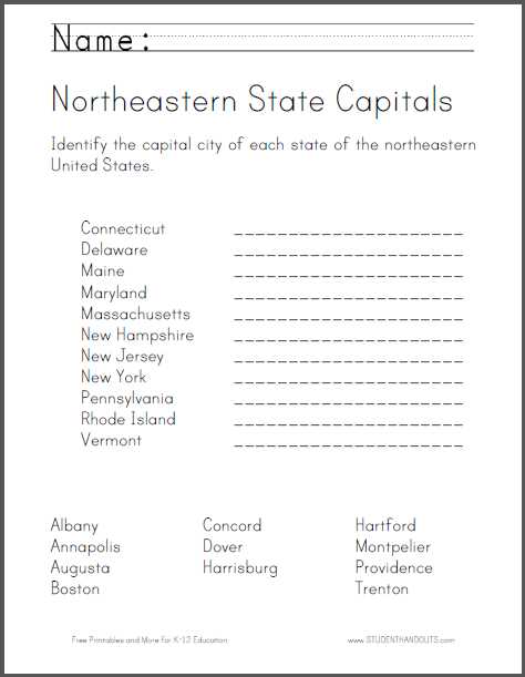 printable state capitals map printable state capitals map