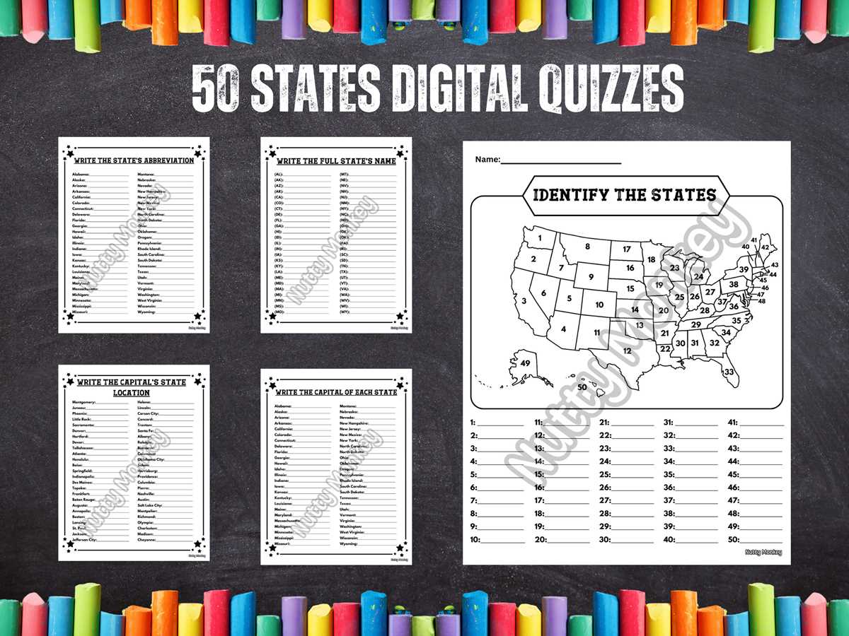 printable states and capitals test