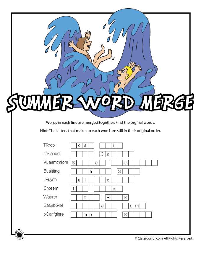 printable summer word search