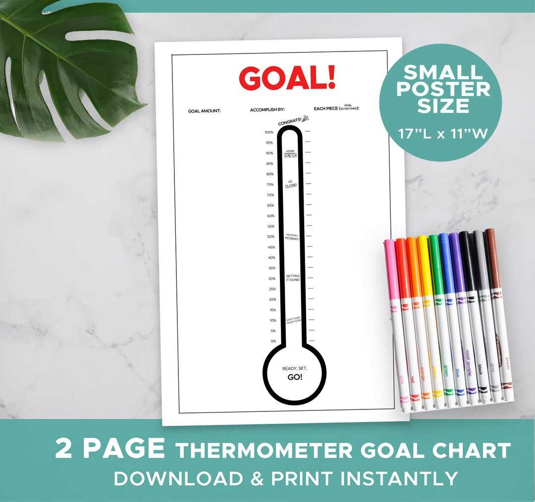 printable thermometer goal chart printable thermometer goal chart