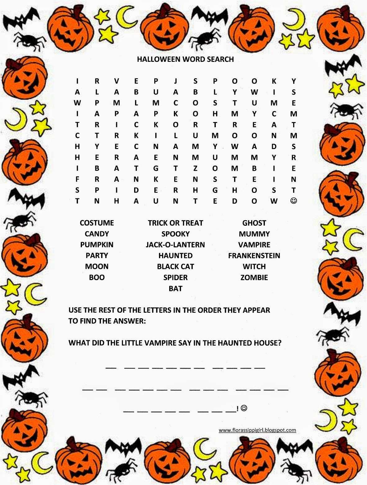 printable word searches for halloween