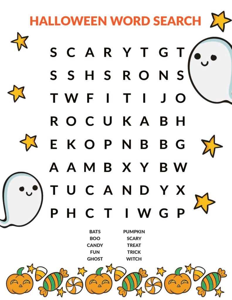 printable word searches for halloween