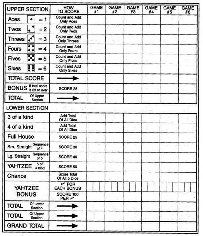 printable yahtzee score sheet printable yahtzee score sheet