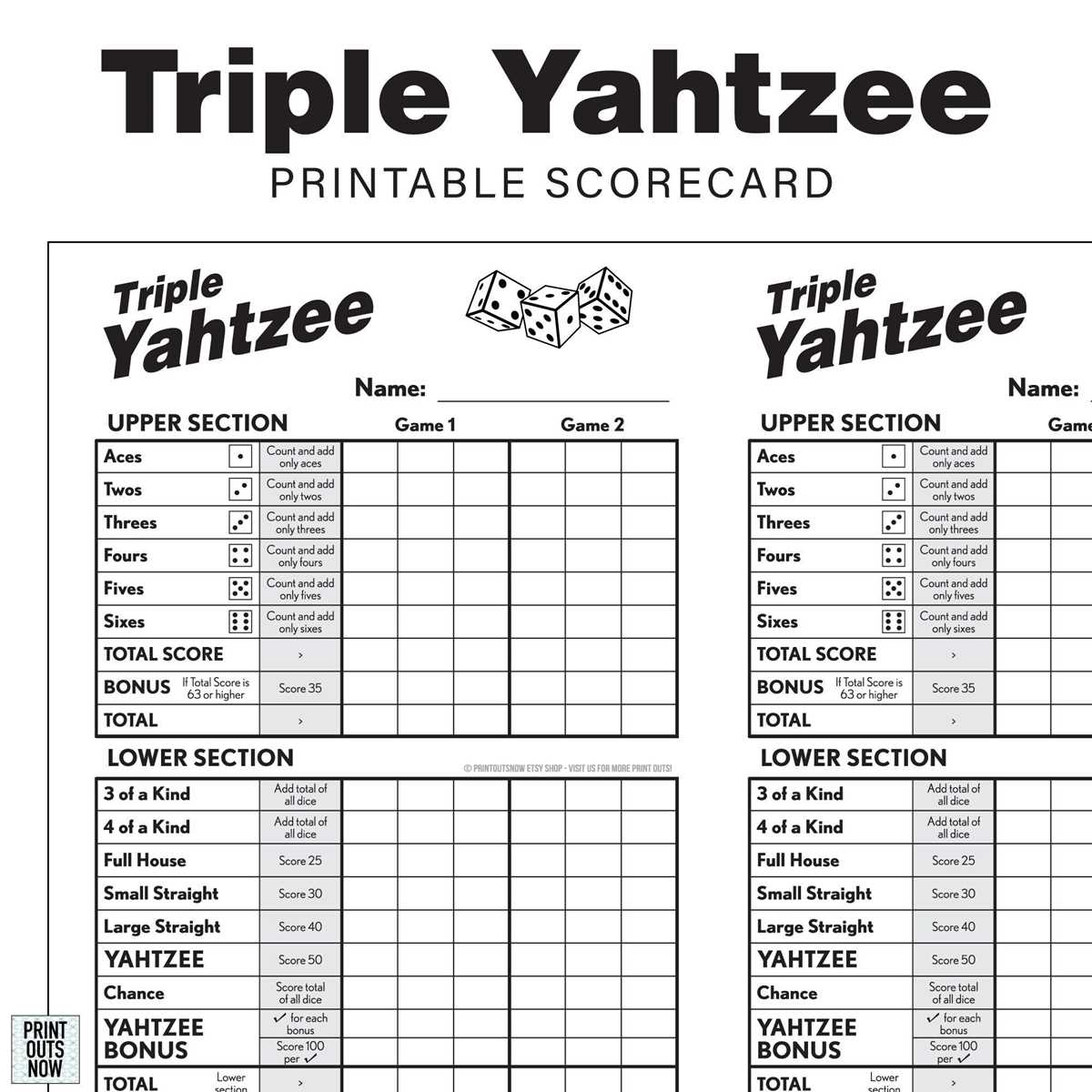 printable yahtzee score sheets printable yahtzee score sheets