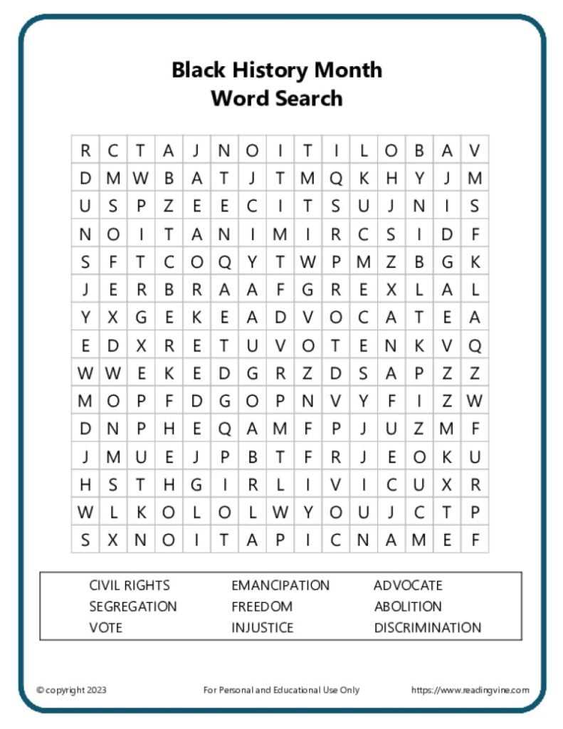 free printable black history month worksheets