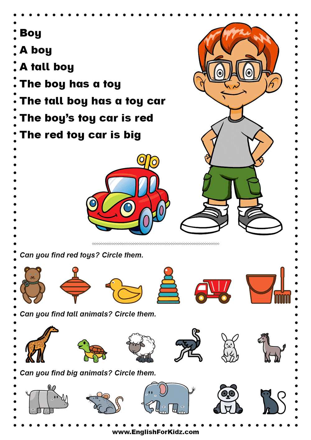 reading worksheets for kindergarten free printables