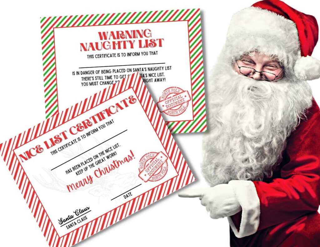good list santa certificates free printables